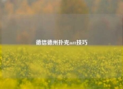德信德州扑克mtt技巧
