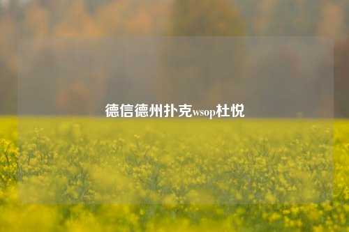 德信德州扑克wsop杜悦